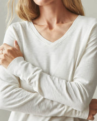 Women's Premium Slub Long Sleeve V-Neck Tee - Bone