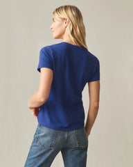 Women's Classic Cotton V-Neck Tee - Estate Blue