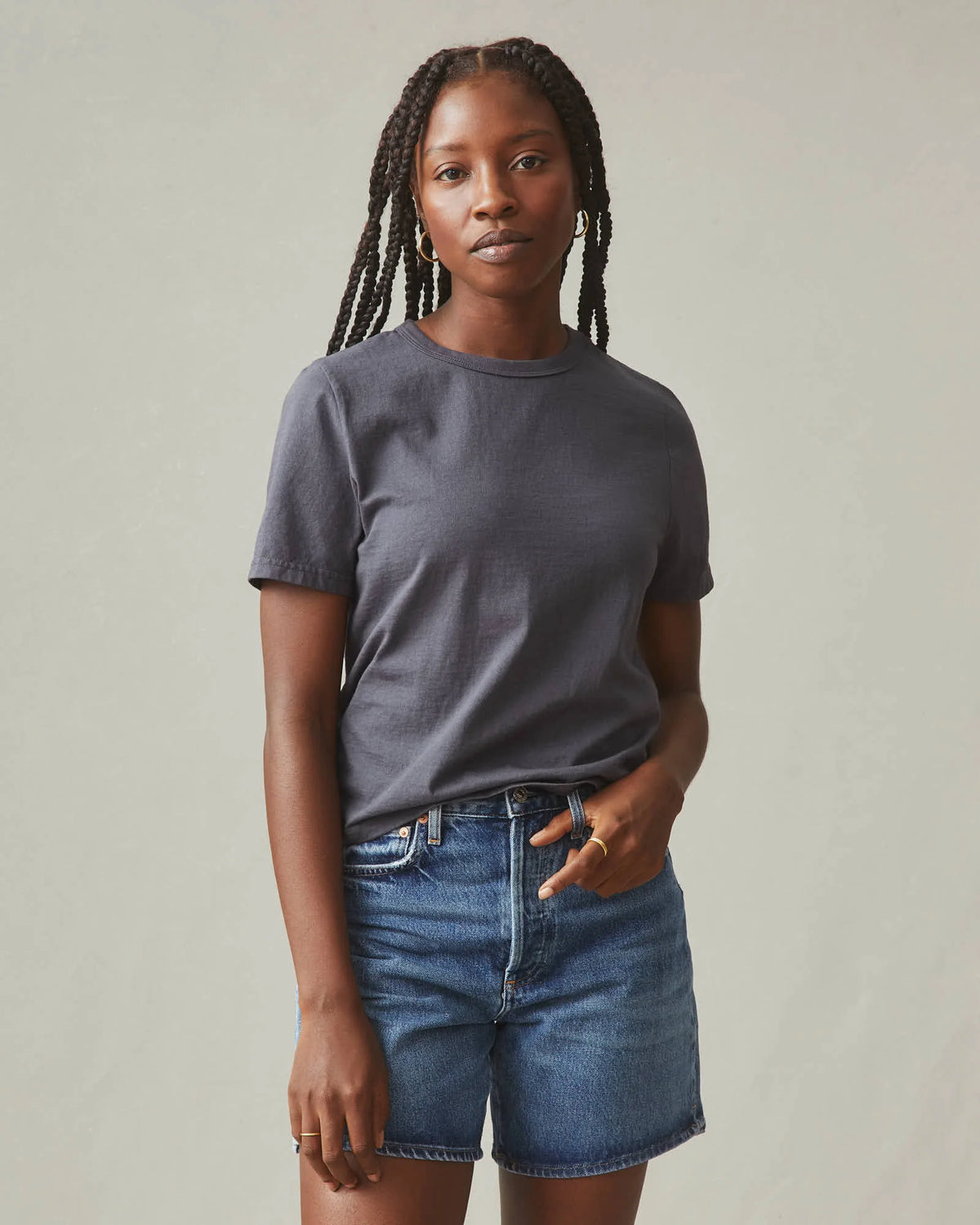 Women's Vintage Crew Tee - Washed Metropolitan Grey