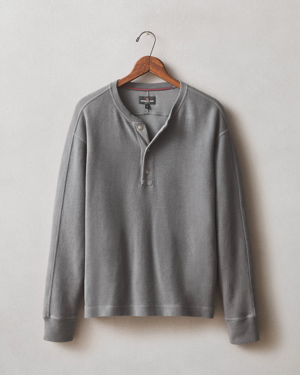 Men's French Rib Henley - Lava Smoke