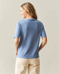 Women's Hemp V-Notch Tee - Colony Blue