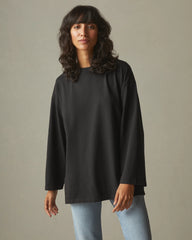 Women's Relaxed Cotton Long Sleeve Tee - Meteorite