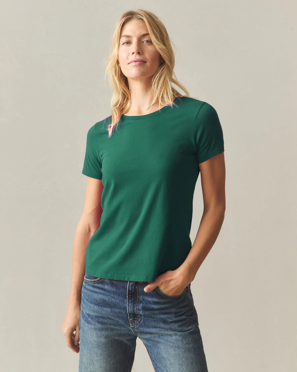 Women's Classic Cotton Crew Tee - Evergreen