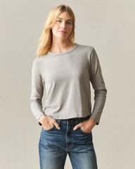 Women's Premium Slub Curved Hem Long Sleeve - Morning Dove