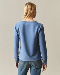 Women's Modal Fleece V-Notch Top - Moonlight Blue