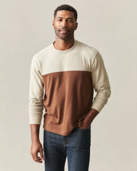 Men's Hemp Colorblock Long Sleeve Tee - Feather Grey Tiramisu