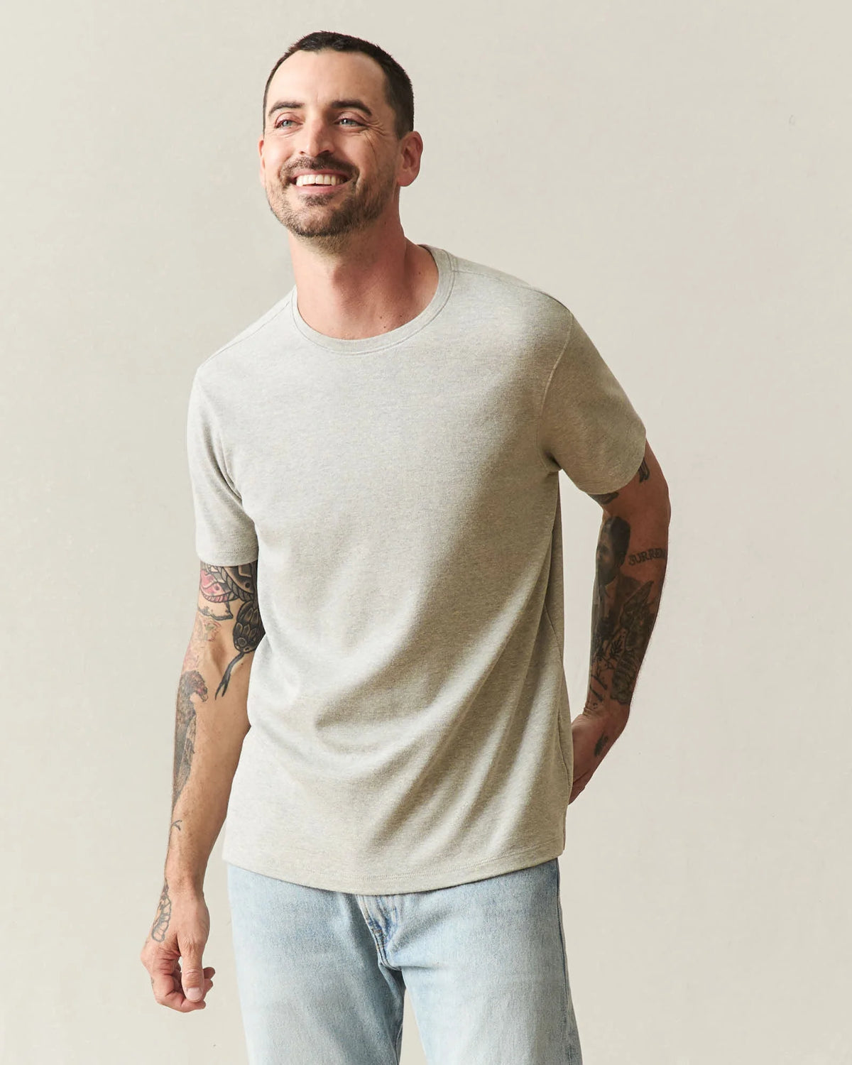 Men's Brushed Crew Tee - Sand Shell Heather
