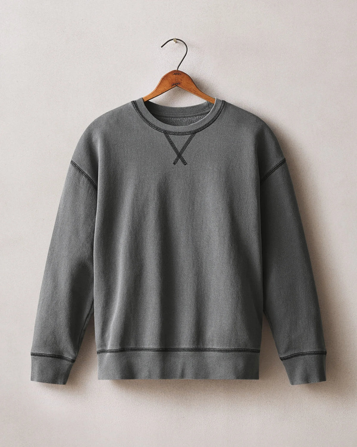 Women's Relaxed French Terry Crew - Grey Pinstripe