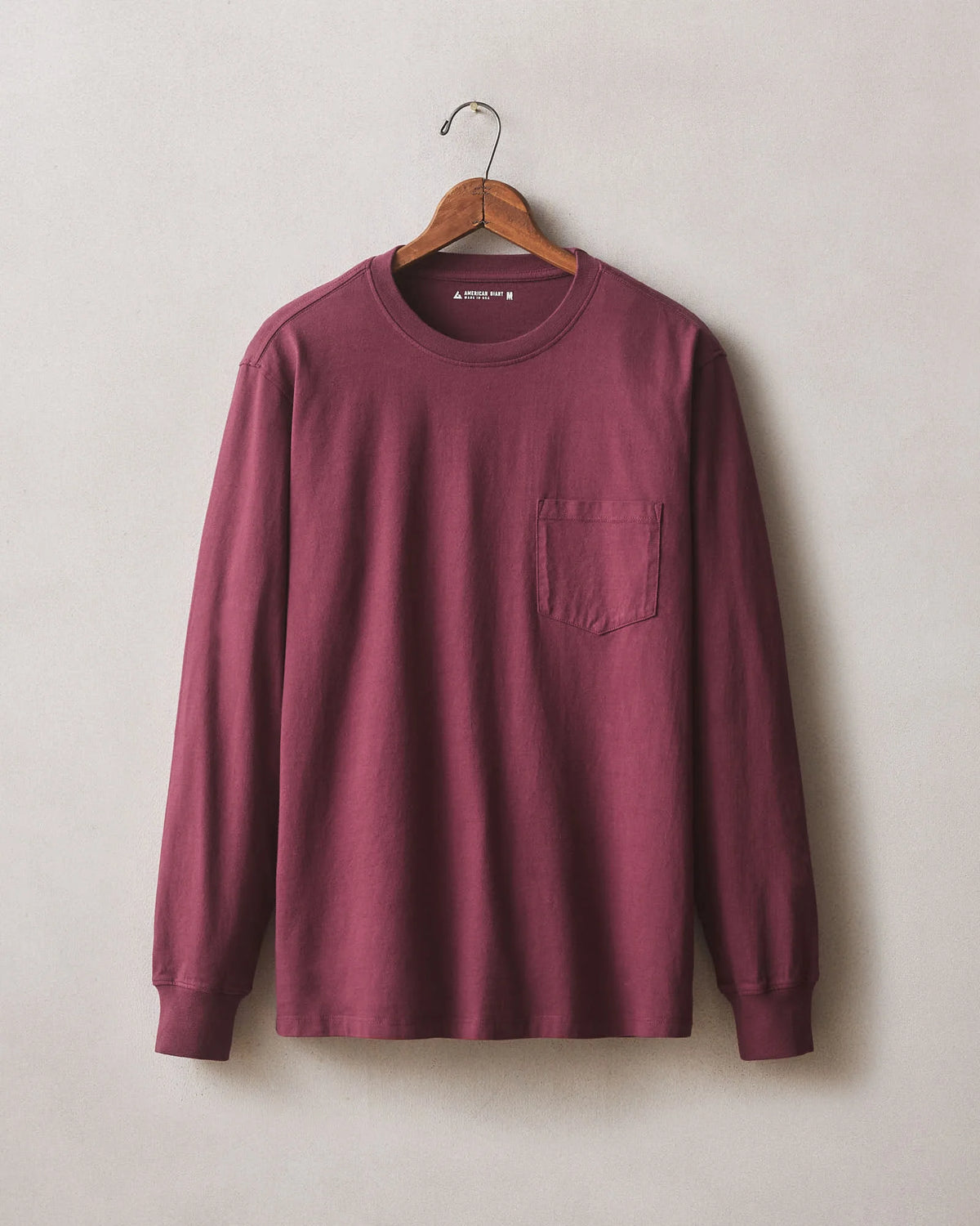Men's Long Sleeve Pocket Tee - Zinfandel