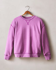 Women's Relaxed French Terry Crew - Cattleya Orchid